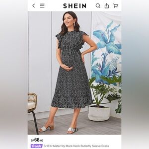 SHEIN Maternity Mock Neck Butterfly Sleeve Dress 8/10